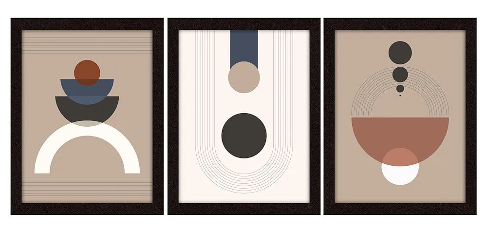 ArtX Paper Geometrical Boho Wall Painting For Wall Decoration, Wall Painting For Living Room, Multicolor, Bohemian, 10.0 X 13.0 inches, 13.0 x 30 inches , Set of 3