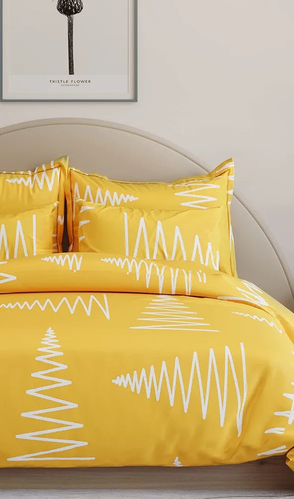 THE HOME STYLE 400 TC Cotton Elastic Fitted All Around Printed King Size Double Bed Bedsheet wih 2 Pillow Cover 