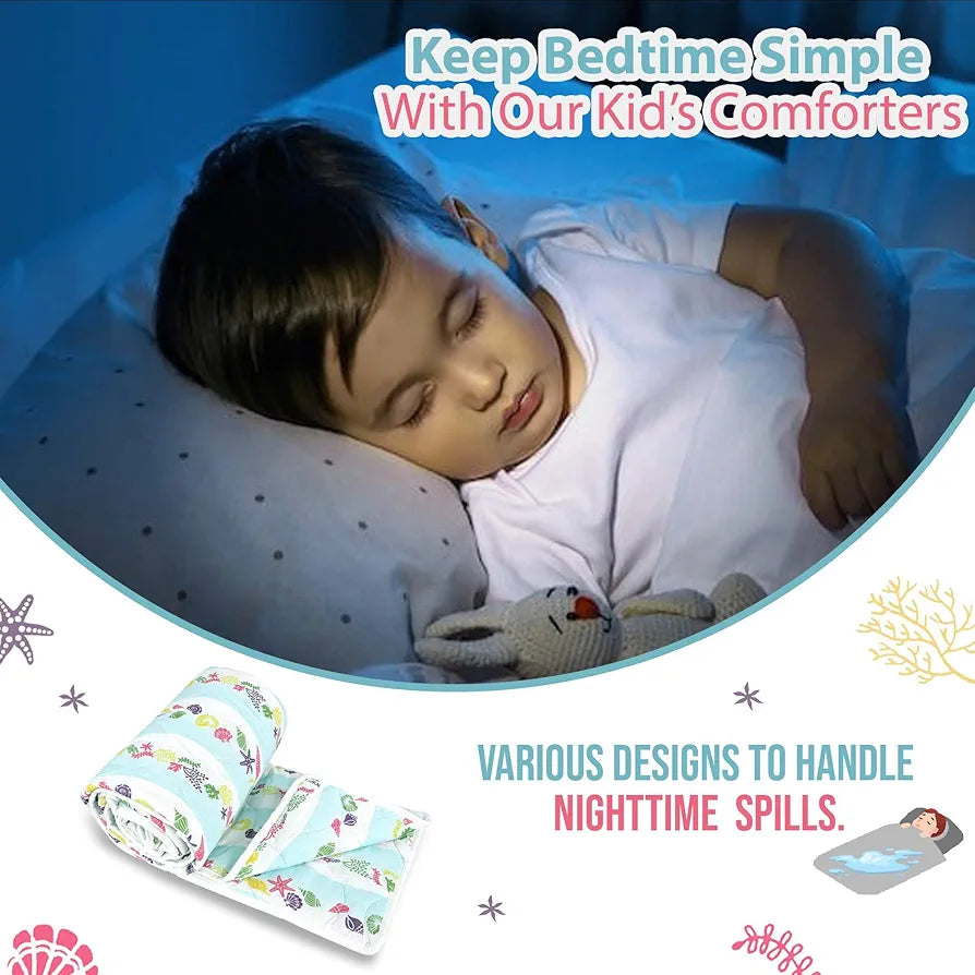 Divine Casa 120 GSM Cotton Single Kids Comforter | Soft & Lightweight All-Season Blanket | Cozy Bedding for Kids | Breathable & Skin-Friendly Fabric | 135 x 100 cm, Cosmic Sky