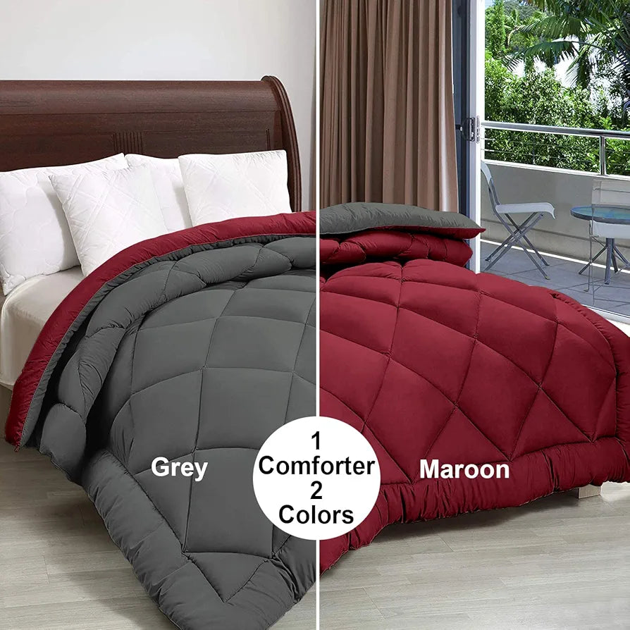 Cloth Fusion Reversible AC Comforter Single Bed 220 GSM,Soft Microfibre Quilt Blanket for Winter