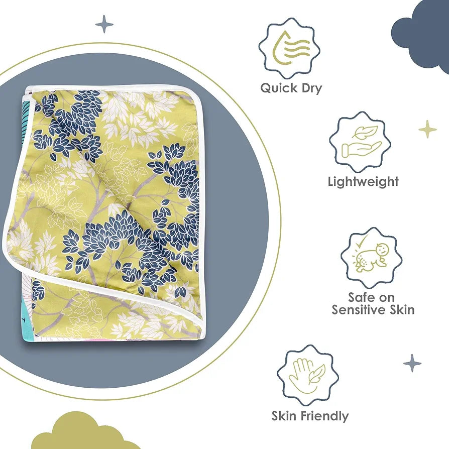 Divine Casa Floret 100% Cotton Single Kids Dohar | 120 GSM | Soft & Lightweight Throw Blanket | Cozy & Breathable Bedding | All-Season Comfort | 140 x 100 CM, Lemon Drop