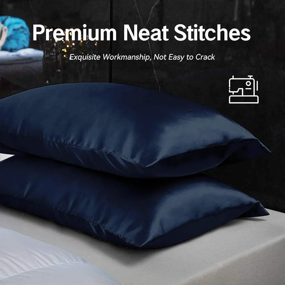 Cloth Fusion Satin Pillow Cover Set of 2 for Hair and Skin Care, Perfect Pillow case with 3 Satin Soft Scrunchies for Women 