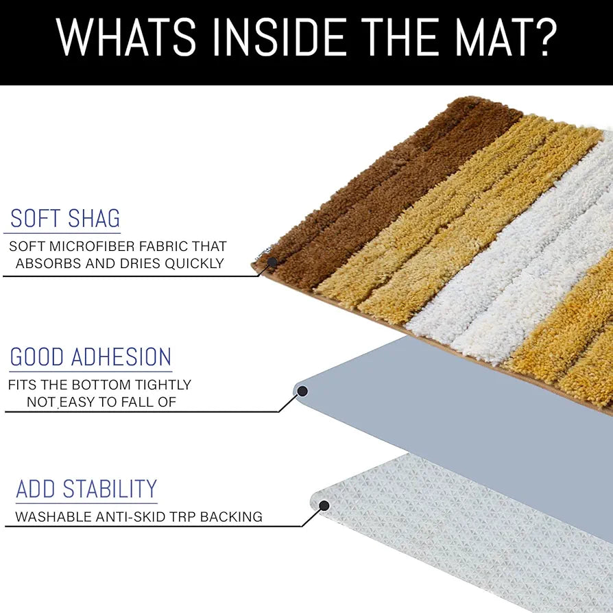 LUXE HOME INTERNATIONAL Microfiber Rectangular Bath mat Soft Anti Slip Skid Luxury Mats For Bathroom Door 40X60 Cm  Pc 1,Tobacco