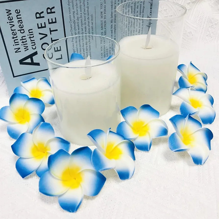 12 Pieces Artificial Fake Foam Hawaii Frangipani Floating Beach Champa Flowers for Hair, Hat,Pooja, Festival and Events, Bedroom, Wedding, Party, Marriage and Home Decor DIY  