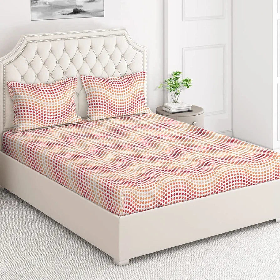 Layers Firenze 100% Cotton Bedsheet Set for All Seasons - Lightweight, Moisture Absorbent, Machine Washable & Easy to Care - Gift for Housewarming & More - 140 TC - Queen Size 