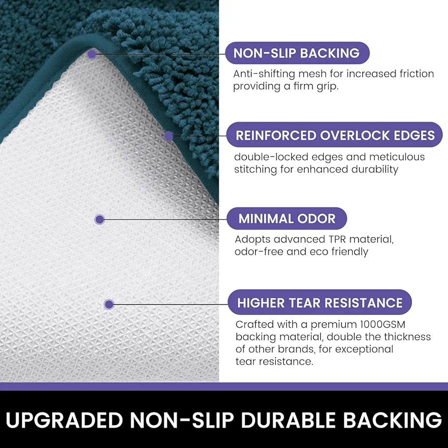 LUXE HOME INTERNATIONAL Microfiber Anti-Skid Water Absorbent/Soaking Washable Rectangular Mat For Bathroom/Entrance/Kitchen/Bedside/Living-Area Rug/Office/Gym Yoga/Kids Room 