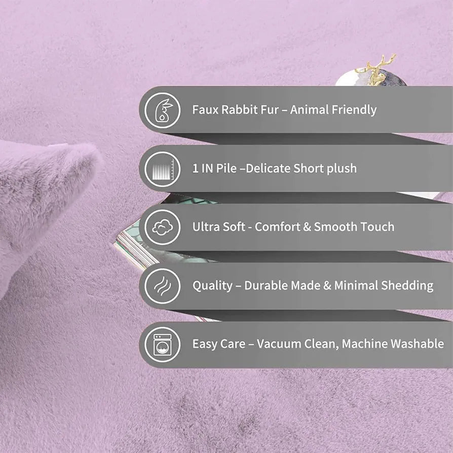 LUXE HOME INTERNATIONAL Rectangular Bath Mat Super Soft Anti Skid Rabbit Fur  Bathroom Mats for Bedroom, Door, Kitchen Floor  Pack of 1