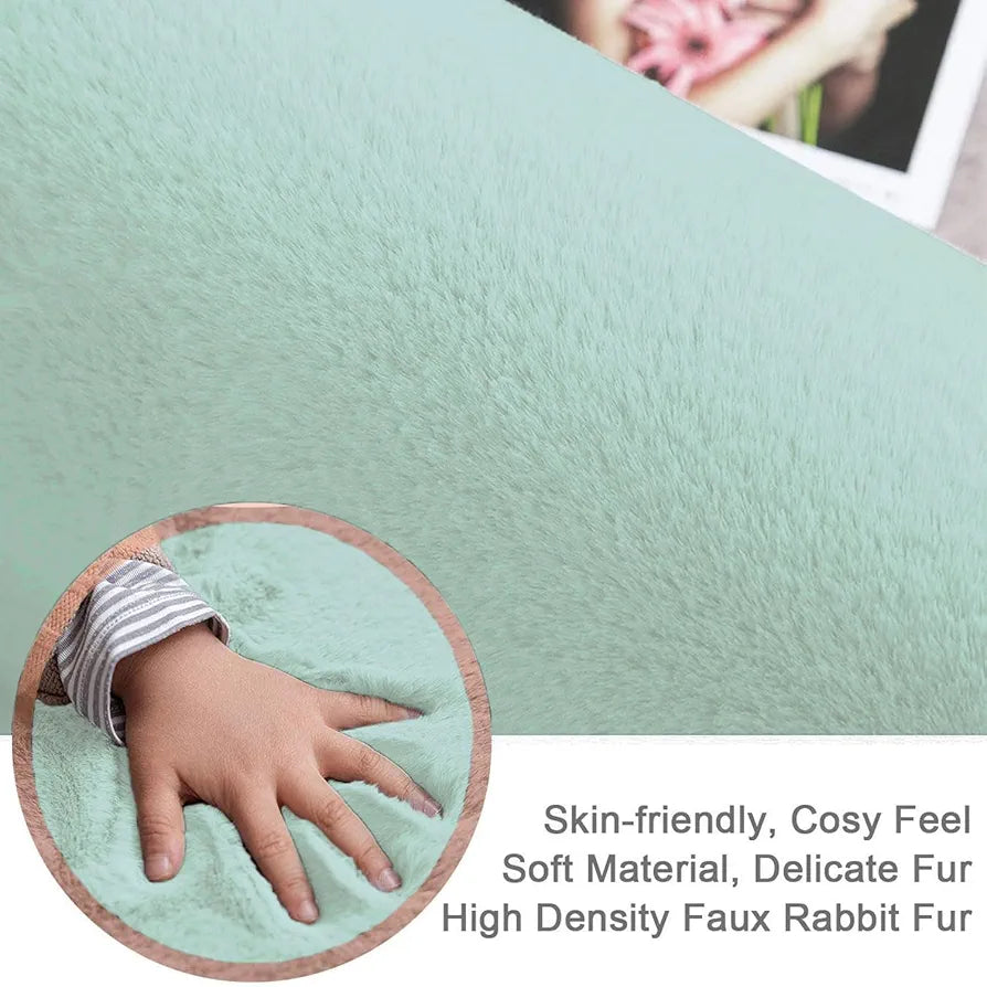 LUXE HOME INTERNATIONAL Rectangular Bath Mat Super Soft Anti Skid Rabbit Fur  Bathroom Mats for Bedroom, Door, Kitchen Floor  Pack of 1