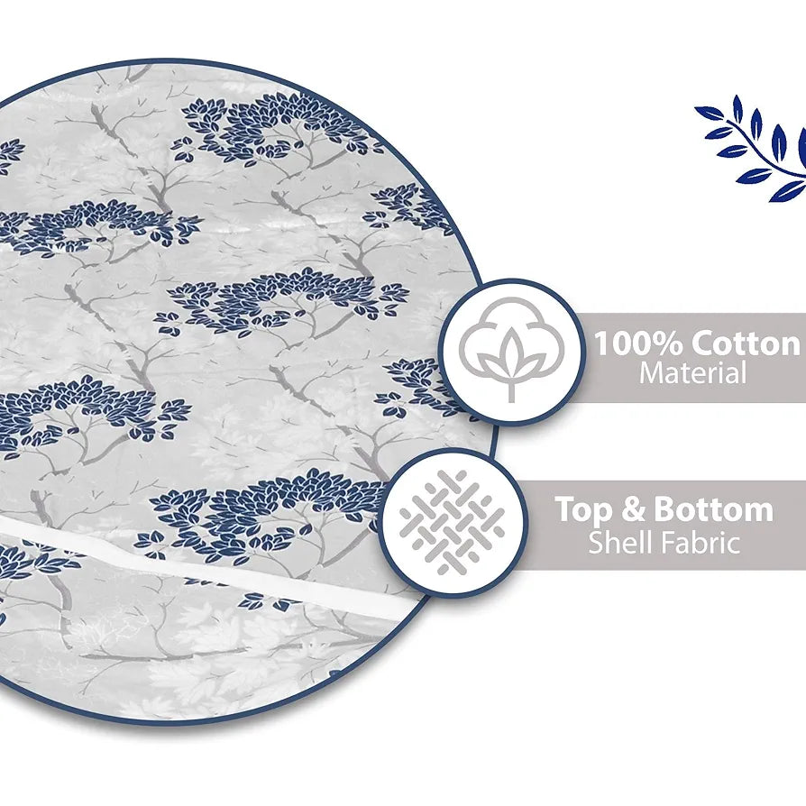 Divine Casa 100% Cotton Single Bed Dohar | Ultra-Soft AC Blanket | Lightweight Reversible Quilt | 210 x 140 CM, Greyish Blue