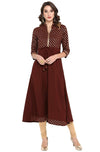 Janasya Women's Brown Poly Crepe A-line Kurta