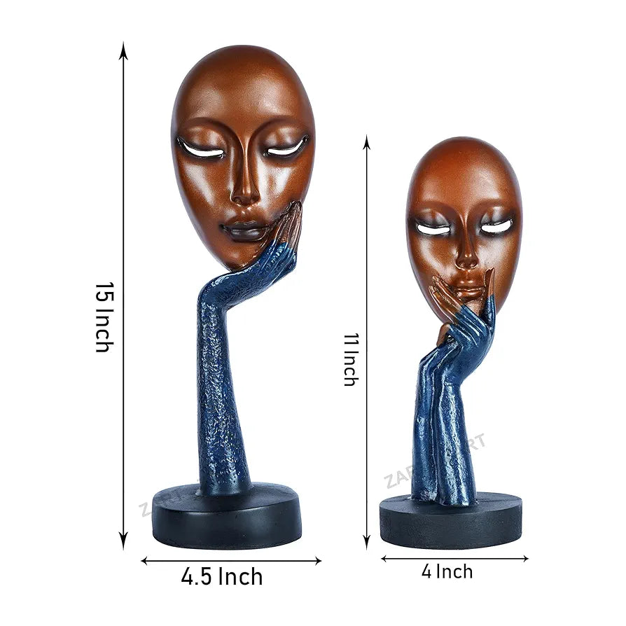 zart New Brown Lady Face Handmade Showpiece  Perfect for Living Room, Entrance of Your Home or Office