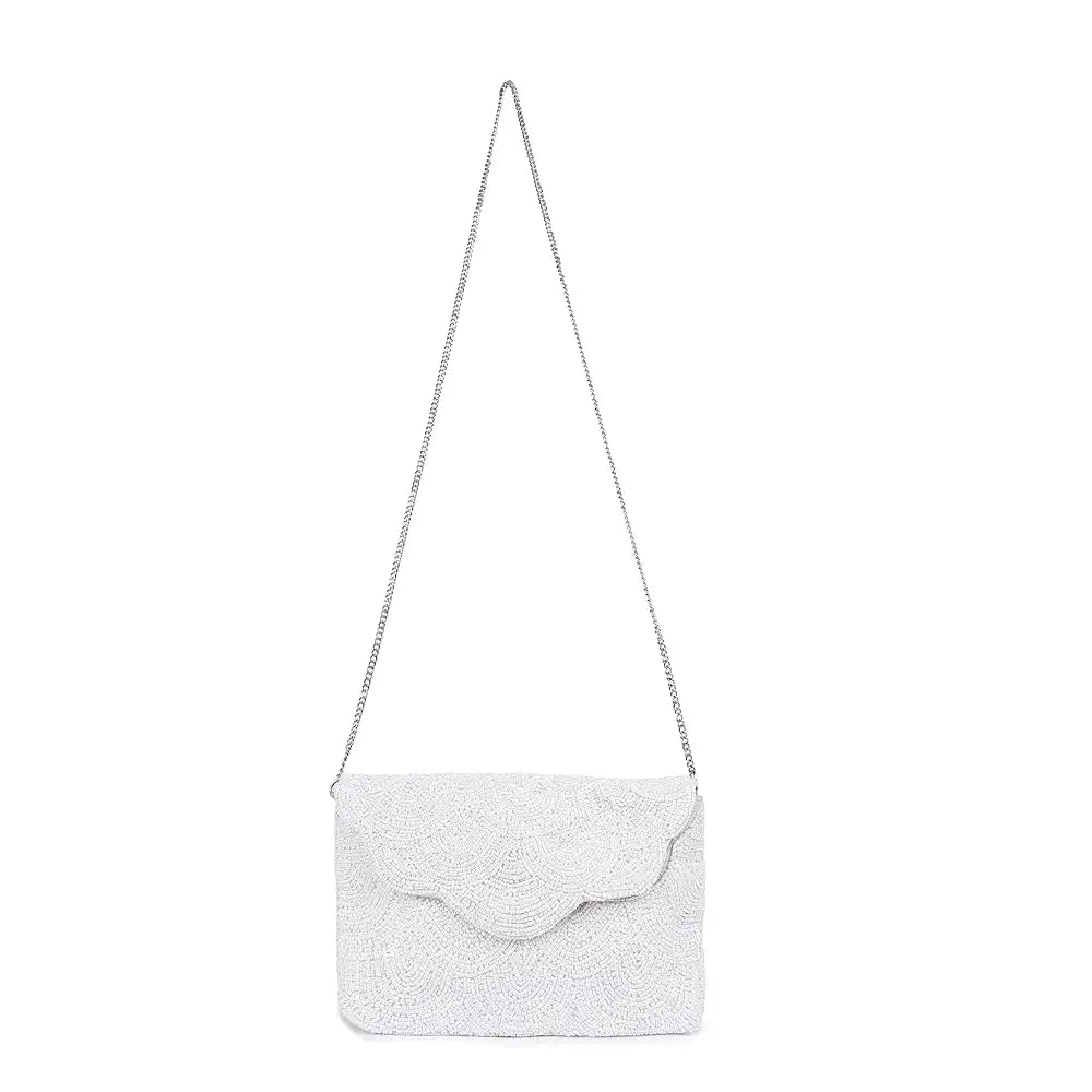 ASTRID Women's White Pearl Beaded Party Sling Bag 