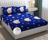 Fresh From Loom 300 TC Glace Cotton Wrinkle Free Soft Elastic Fitted Bed Sheet Cartoon Printed Bedsheets King Size For Kids With 2 Pillow Cover Dinosaur Blue