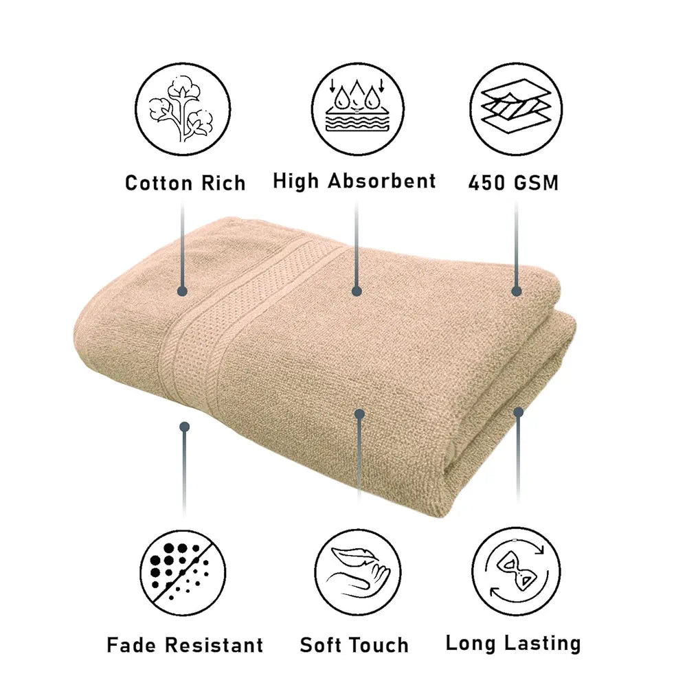 Luxe Home Cotton Bath Towel 450 GSM Quick Dry Large Size Bathroom Towels for Men & Women, Home, Kitchen, Gym, Spa 