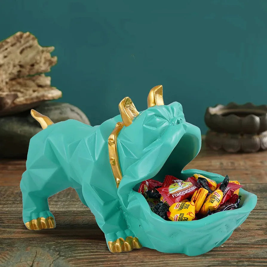 zart Resin Bulldog Design Storage Holder Dog Showpiece For Home Decorative Item, Animal Figurines For Home Shelves Decor Showpiece ., Pack of 1, Animal