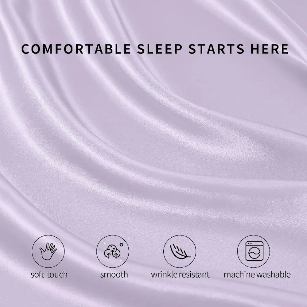 Cloth Fusion Satin Elastic Fitted Bedsheet for Double Bed King Size, Luxury Elastic Bedsheets for King Size Bed with 2 Pillow Covers | H603 | 280 TC
