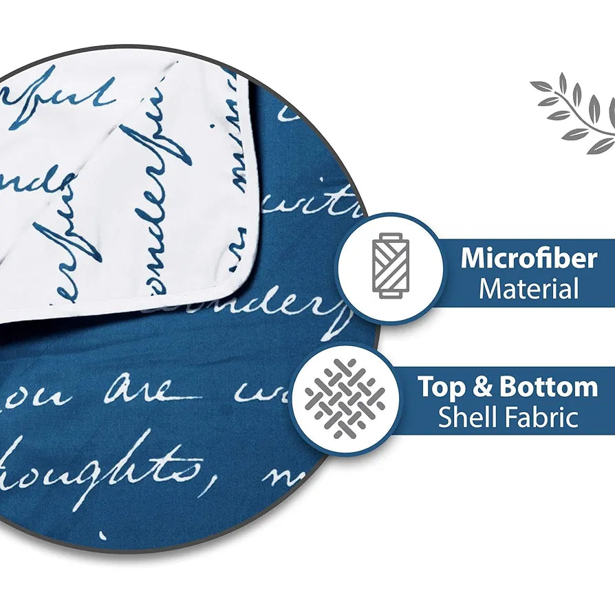 Divine Casa 120 GSM Microfiber Single Kids Dohar  | Soft & Lightweight Throw Blanket | Cozy & Breathable | All-Season Comfort | 140 x 100 CM | Typography Pattern | Blue Depth