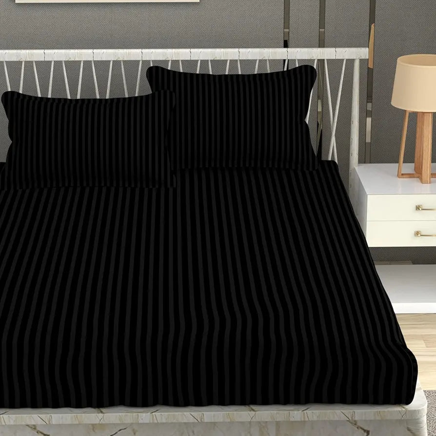 FRESH FROM LOOM Microfiber Wrinkle Resistant | Soft Skin Safe | Breathable Queen Size Flat Solid Bedsheets | Hotel & Home | Double Bedsheet Set With 2 Pillow Covers , 144 Tc