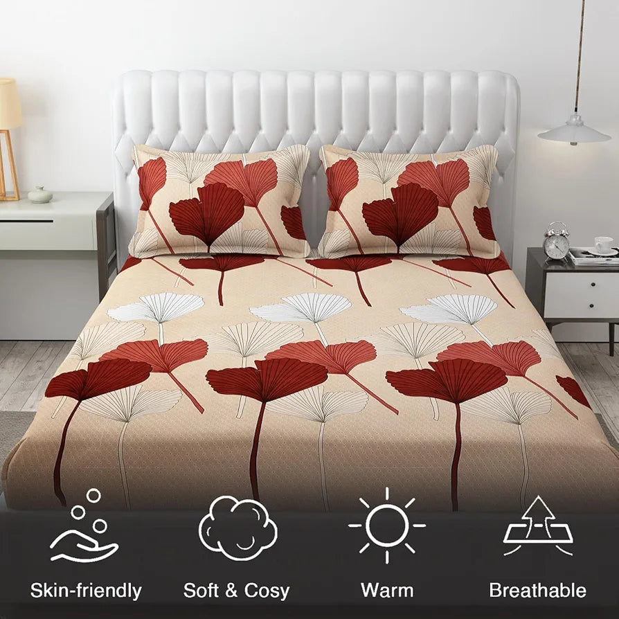 FRESH FROM LOOM Floral King Size Bedsheet - Microfiber Rotary Printed, Hypoallergenic, Wrinkle Free with 2 Pillow Covers , Multicolor