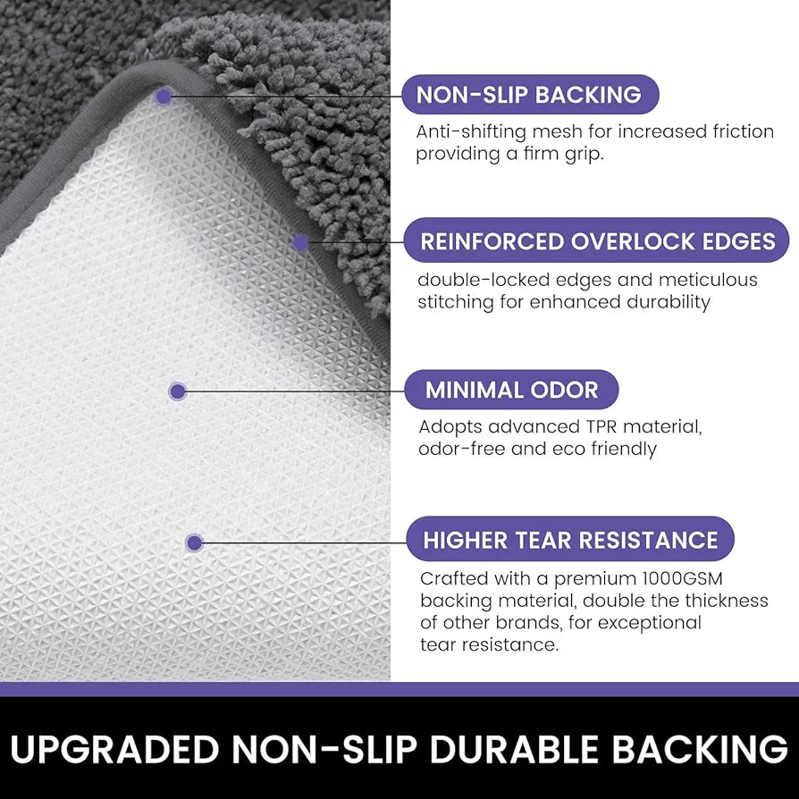 Luxe Home Bathmat 2500 GSM Microfiber Anti Skid Slip Water Absorbent Machine Washable and Quick Dry Crosswave Newman Mats for Bathroom, Kitchen, Entrance 