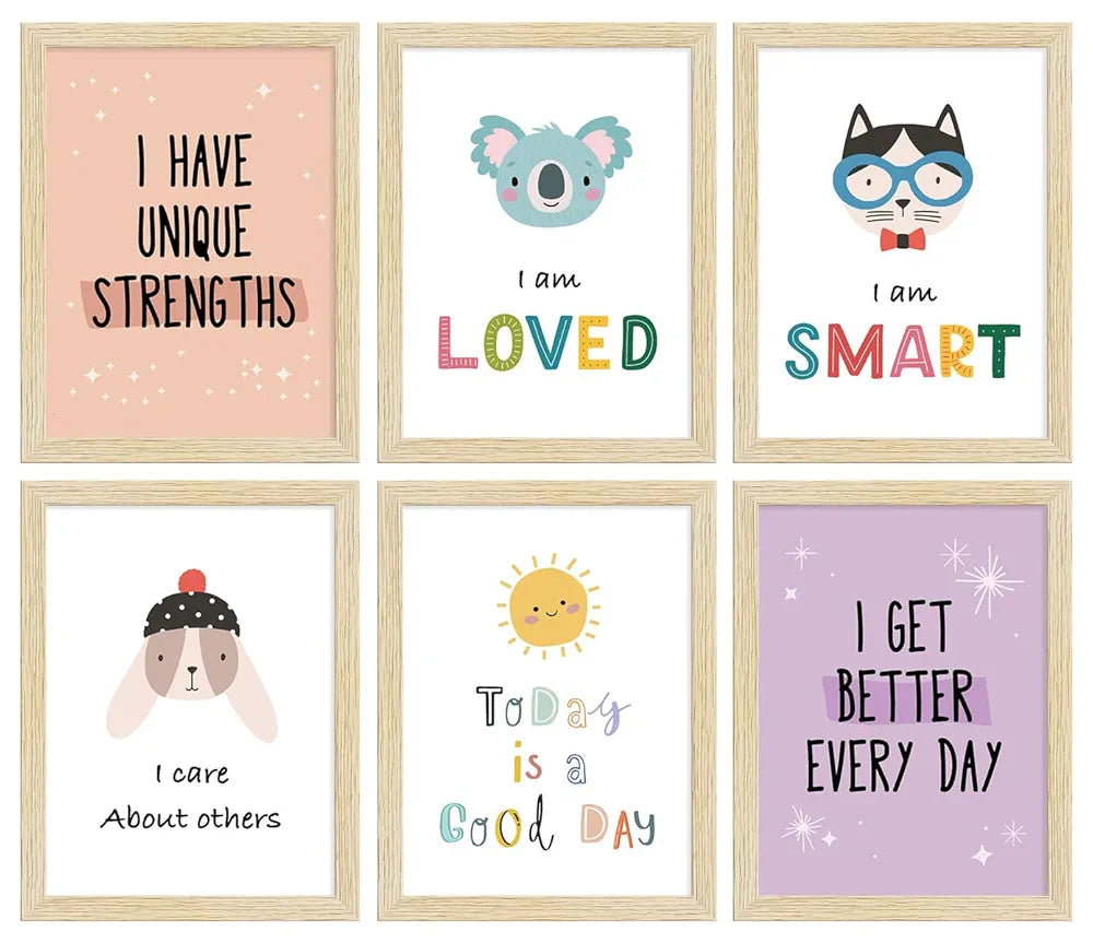ArtX Paper Motivational Quotes Wall Paintings for Kids Room, Inspirational Frame, Decoration, A4 Size, Multicolor, Synthetic Wood, Set of 6