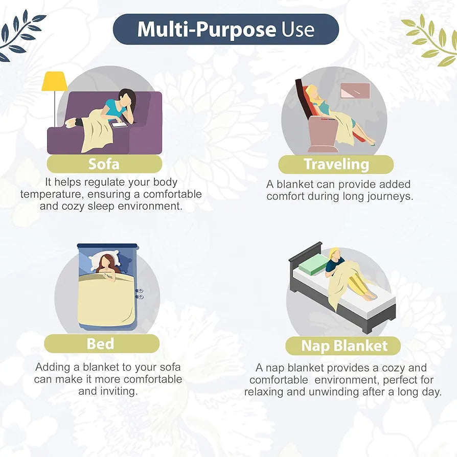 Divine Casa 120 GSM Microfiber Single Kids Dohar  | Soft & Lightweight Throw Blanket | Cozy & Breathable | All-Season Comfort | 140 x 100 CM | Floral Pattern | Galaxy Blue & White