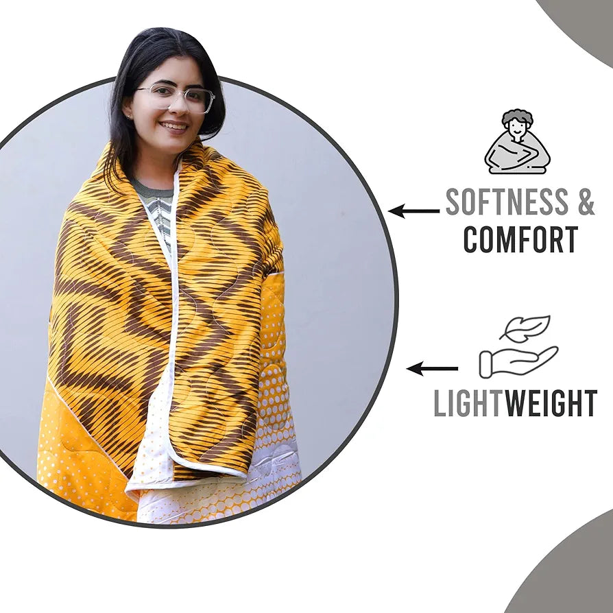 Divine Casa Microfibre Everyday Use 120 GSM Reversible Single Bed Size Quilt Comforter Blanket - | TC - 120