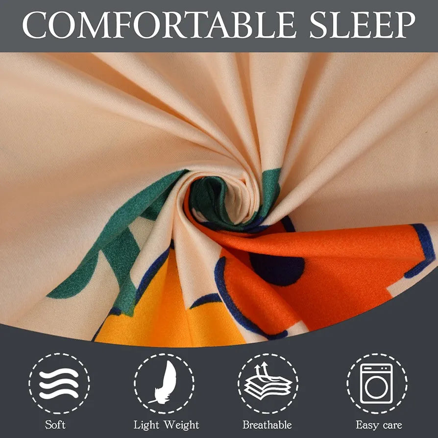 FRESH FROM LOOM Cartoon Wrinkle Free Glace Cotton Bedsheet For Kids With 2 Pillow Cover , 144 Tc,Multicolor