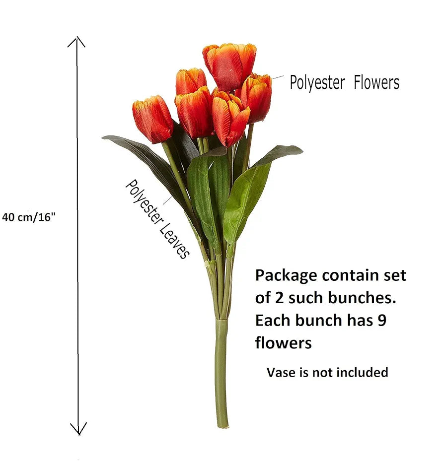 Fourwalls Beautiful Artificial Polyester and Plastic Tulip Flower Bunch 