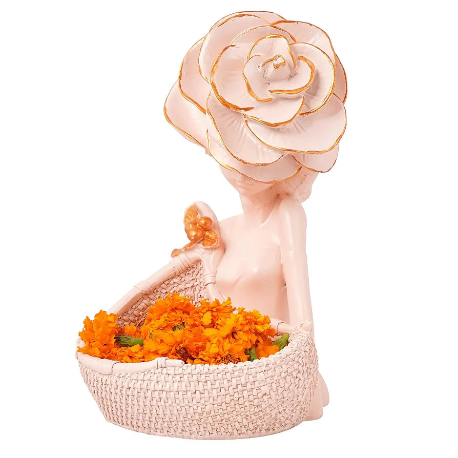 zart Lady with Basket Showpiece for Home Decor & Office Decor Showpiece 