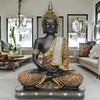 Global Grabbers New Meditating Sitting Buddha Statue Idol Gifts Orange Black Colour