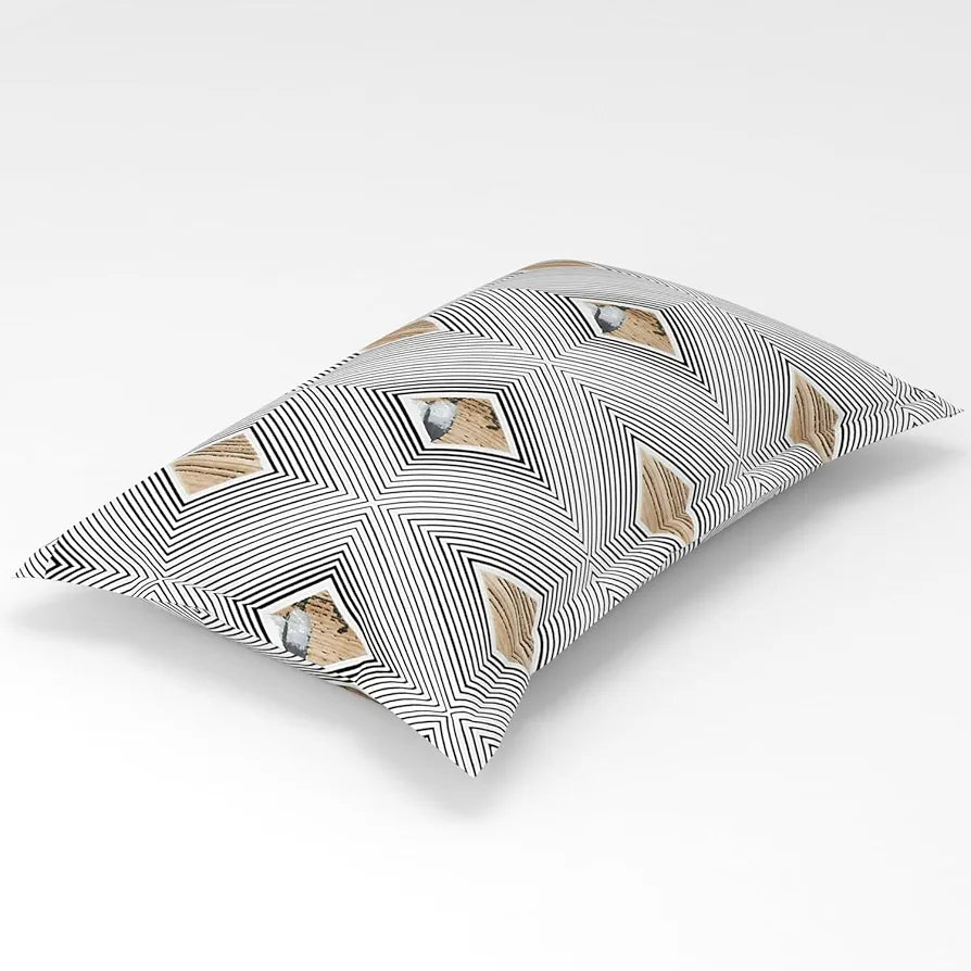 Homefab India 180 TC Microfiber Single BedSheet with 1 Pillow Cover - White, Black