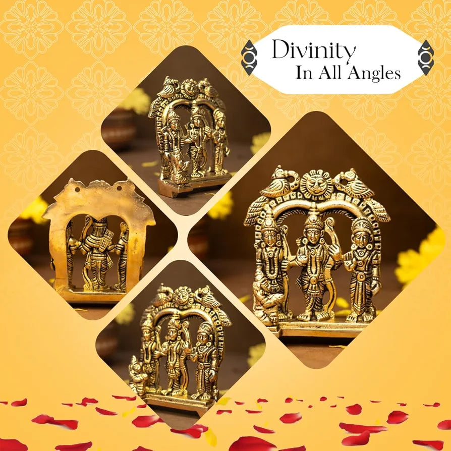 Ekhasa 100% Pure Brass Ram Darbar Murti  | Ram Darbar Statue for Home Decor and Office Desk | Ram Sita Laxman Hanuman Idol for Puja Room | Shree Ram Parivar Murti for Gift