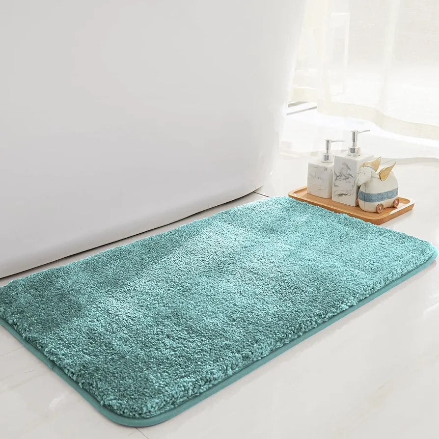LUXE HOME INTERNATIONAL Microfibre Luxe Home Bath Mat Anti Skid Slip Bathroom Floor Door Rectangular Mats For Home,Kitchen 45x75 cm,Aqua