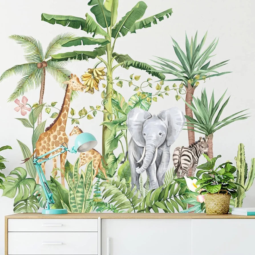 JAAMSO ROYALS Cartoon Animals PVC Vinyl Self Adhesive Wall Sticker for Home Decor 