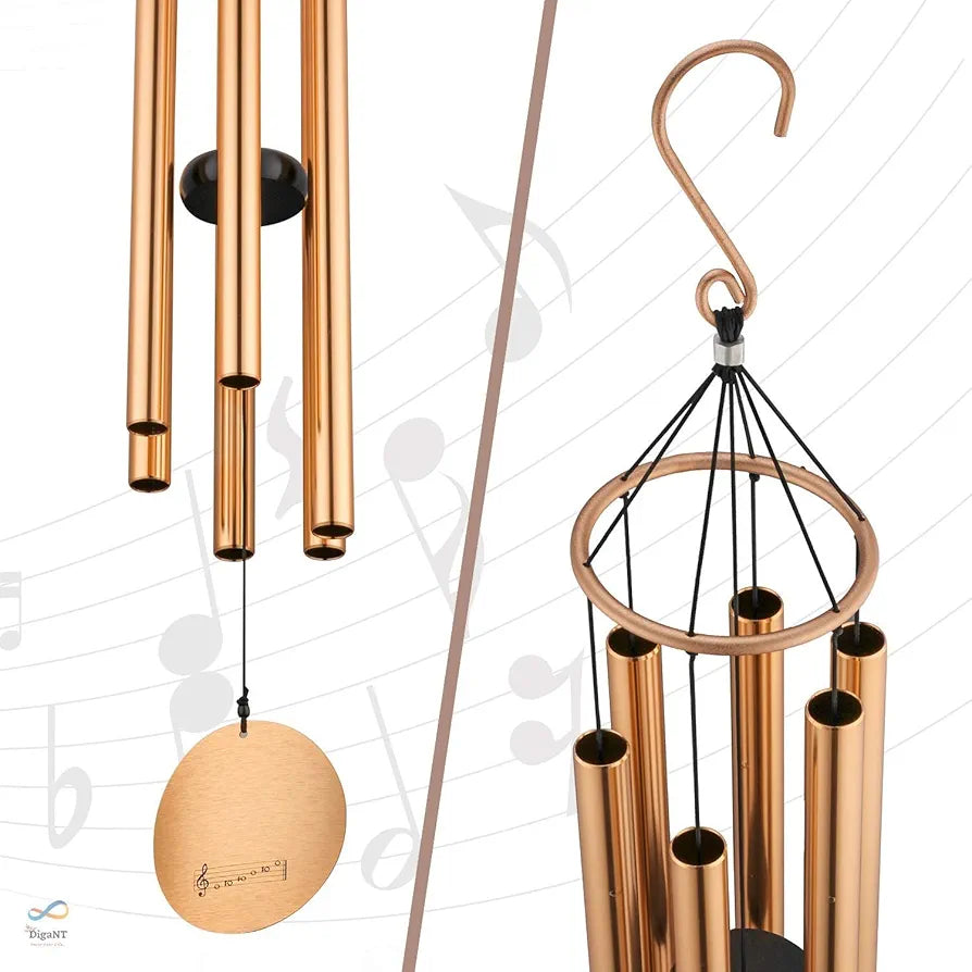 Himalayan Melody Aureole Tuned Wind Chime 6 Pipes Aluminum Rose Gold 28 inches Long Wind Chime Ideal Decoration Home, Balcony, Office and Garden Decor