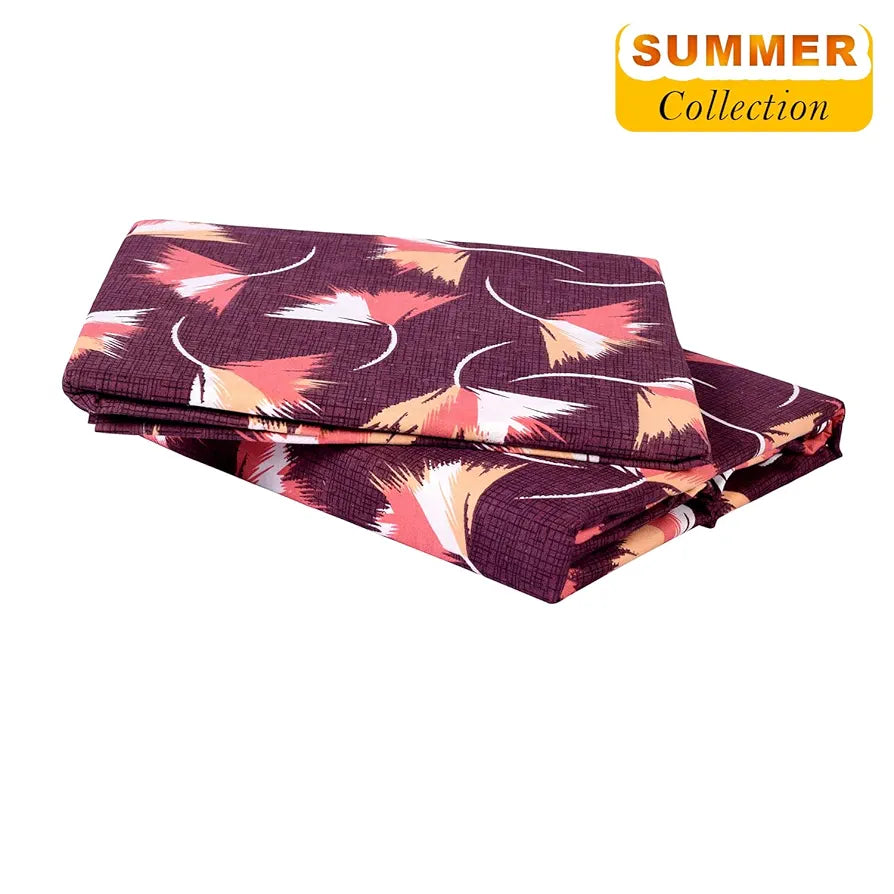 Status Contract Spring Summer Collection-2024 Cotton Rich Double Bedsheet with 2 Pillow Covers for Bed Room, Home, Hotel-120 GSM , 120 Tc