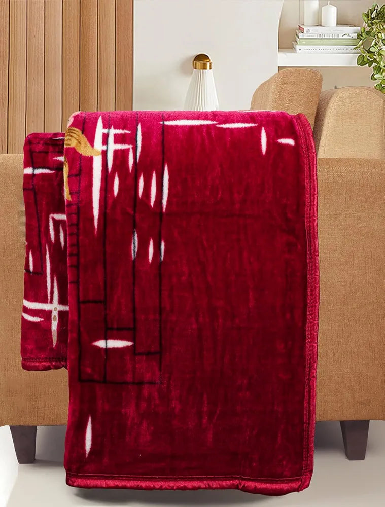 Premium Super Soft Cloudy Printed Mink Double Bed Blanket for All Season, Ultrasoft & Cozy Single Ply Blanket | |220 x 230 Cm 