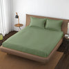 Trance Home Linen 100% Cotton 78x72 inch King Elastic Fitted Bedsheet 400TC Soft Durable Plain with 2 Pillow Covers Colour Forest Green