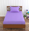 Trance Home Linen 100% Cotton 78x36 inch Single Fitted 200TC Satin Stripe Elastic Fitted Bedsheet Bedspread with 1 Pillow Covers Colour Lilac Purple