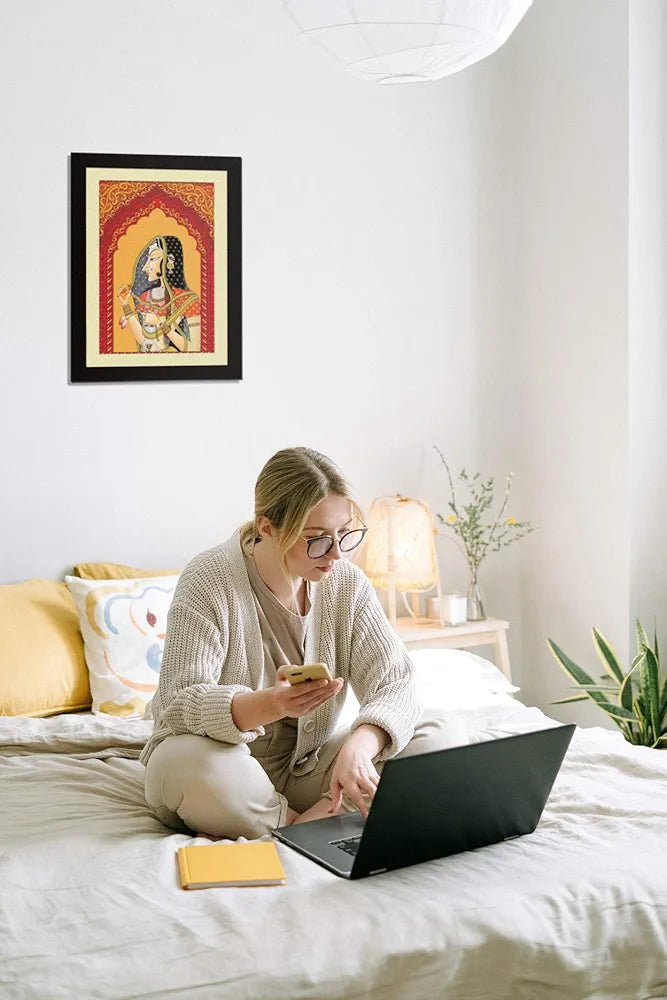 ArtX Paper Premium Rajasthani Bani Thani Wall Art, Multicolor, Traditional, 18X24 in