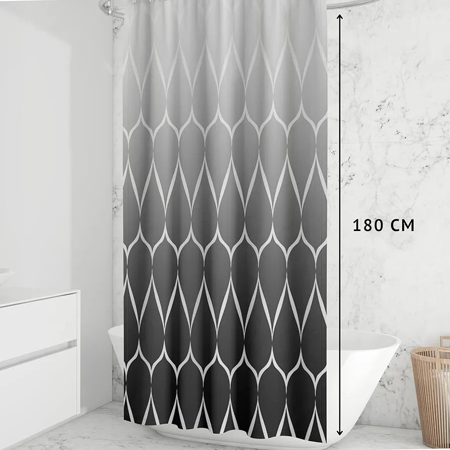 HOMETHREADS Embrace Luxury with Our 6-Feet Long Premium Polyester Shower Curtain with 12 Hooks for a Lavish Bathroom, Machine Washable 