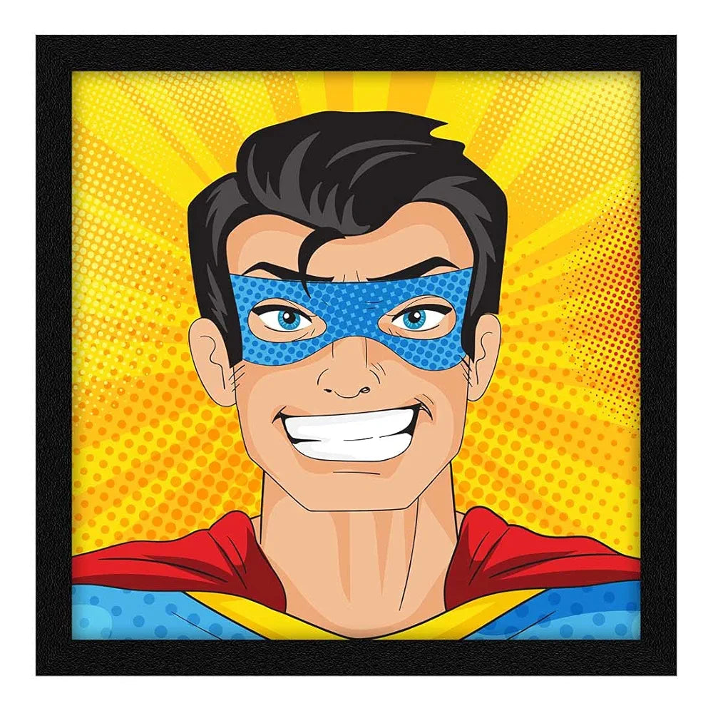 ArtX Paper Super Boy Pop Art Wall Art Painting, Multicolor, Abstract, 13X13 in, Set of 1