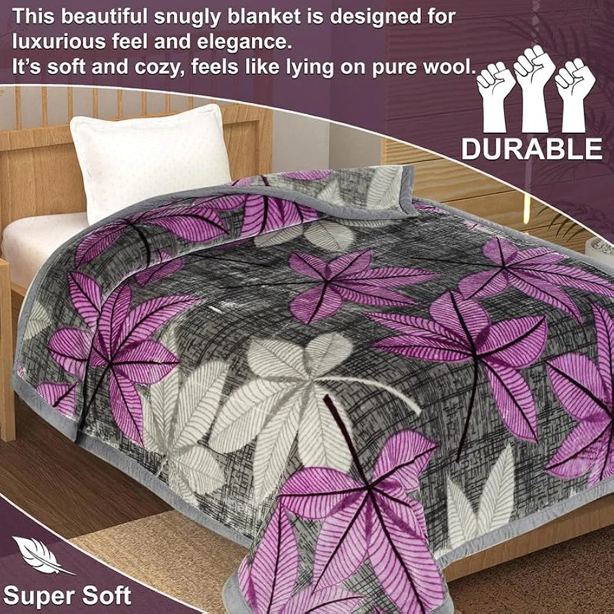 Super Soft Cloudy Printed Single Bed Blanket for Heavy Winter, Single Ply Mink Blanket King Size with 152 x 220 Cm -2.5 Kg | TC - 400
