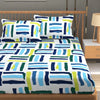 Homefab India 180 TC Microfiber Double BedSheet with 2 Pillow Covers Blue White