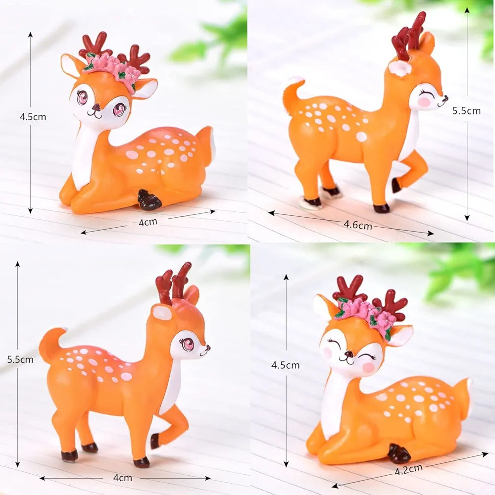 SATYAM KRAFT Resin 1 Set Deer Miniature Figurines | Decorative Showpiece | Gift for Him/Her, Mother's Day, Home, Bedroom, Living Room, Office, Table, Car Dashboard | Festive Decor