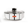 Sumeet Stainless Steel Encapsulated Bottom Induction Tasra with Glass Lid 3Ltr 25cm) Silver