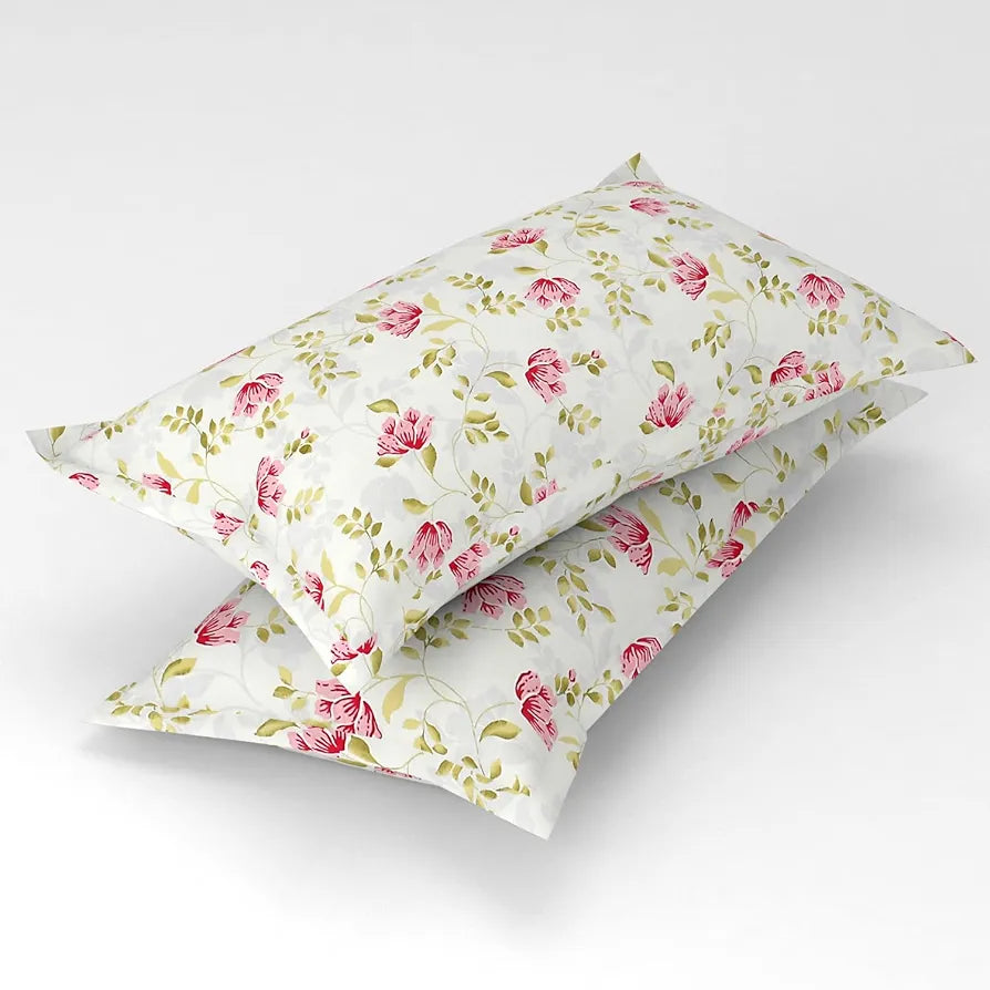 Homefab India 180 TC Glace Cotton Double BedSheet with 2 Pillow Covers -  - Pink