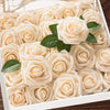 Artificial Flowers Champagne Roses W/Stem Rustic 25pcs Champagne