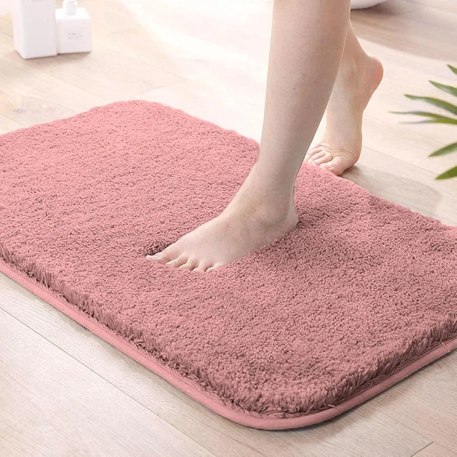 LUXE HOME INTERNATIONAL Microfiber Bath Mat Super Soft Non Slip Vegas Rectangular Mats For Bathroom,DoorPack of 1,Pink
